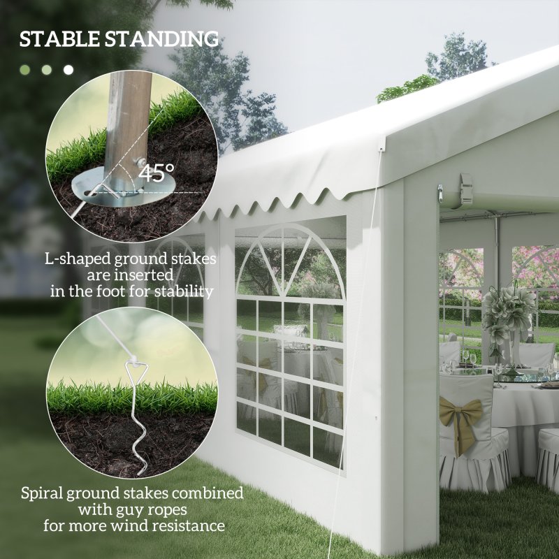 Outsunny 6m x 4m Marquee Party Tent, Heavy Duty Wedding Canopy with Sidewalls, Doors, Windows, Galvanised Garden Gazebo for Parties Events, White