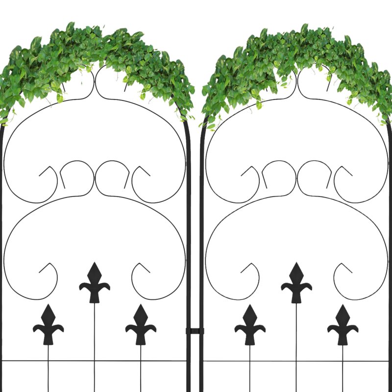 Outsunny Set of 2 Garden Trellis, Metal Trellis for Climbing Plants Support Frames, 45 x 150cm, Scrolls Design