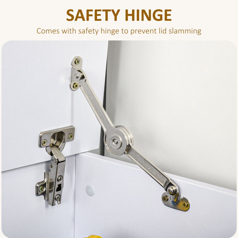 HOMCOM 113L Storage Chest, Storage Box with Flip-Top Lid and 2 Safety Hinges, Storage Trunk for Living Room, Entryway, 100 x 40 x 40 cm