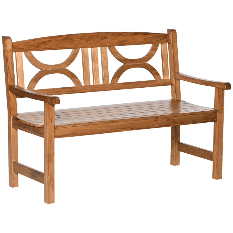 Outsunny 2-Seater Chair, Wooden Garden Bench, Outdoor Patio Loveseat for Porch, Natural