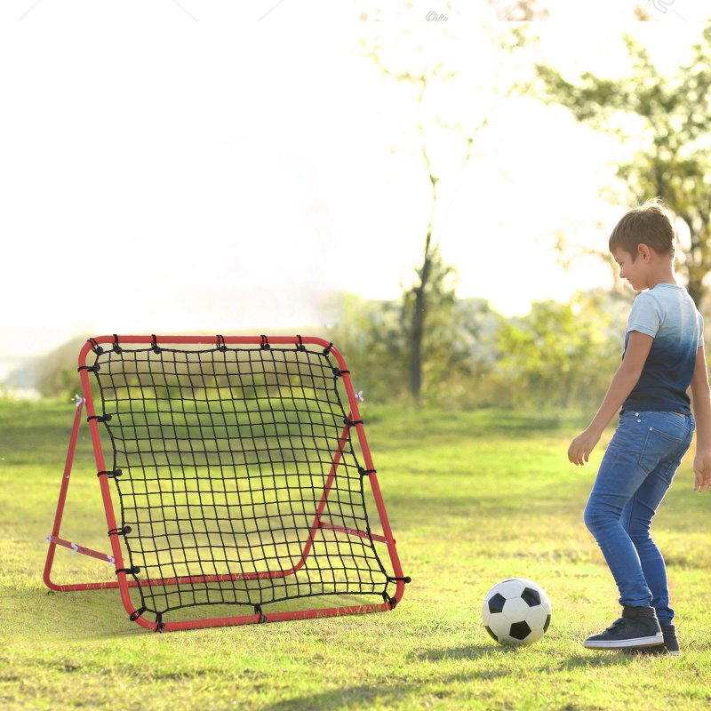 HOMCOM Rebounder Net Practise Kickback Target Goal with 5 Angles, for Teens, Adults, Softball, Football Training, Red