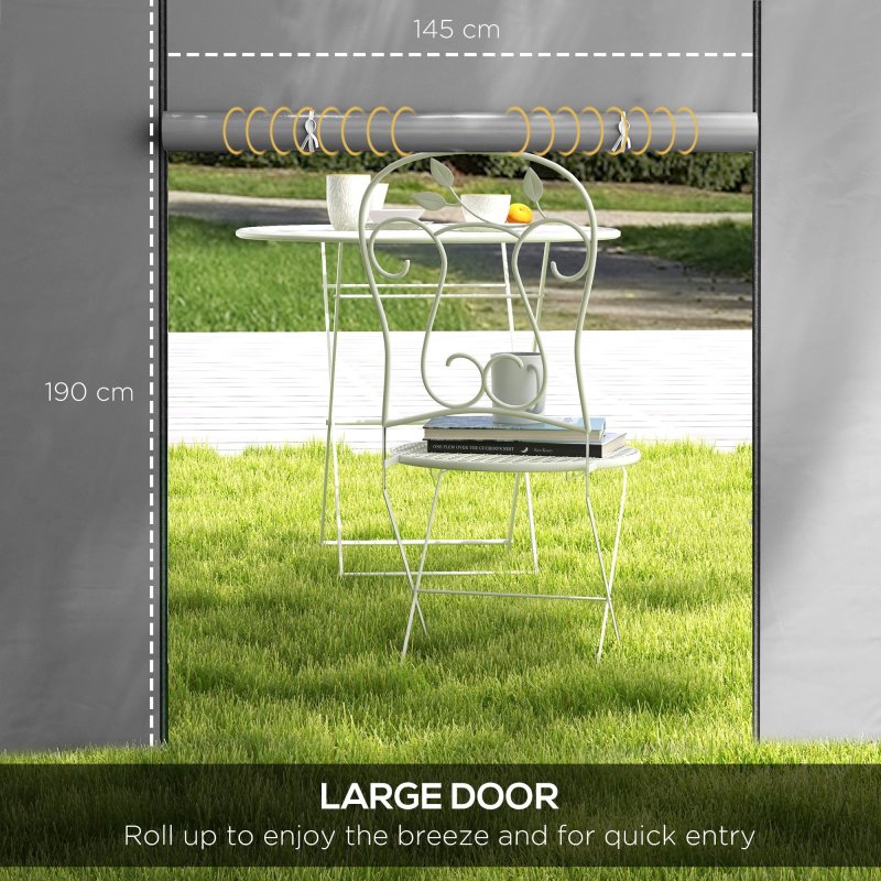 Outsunny Gazebo Side Panels with Windows and Doors, for 3x3(m) or 3x6m Pop Up Gazebo, 2 Pack Sides Replacement, Light Grey