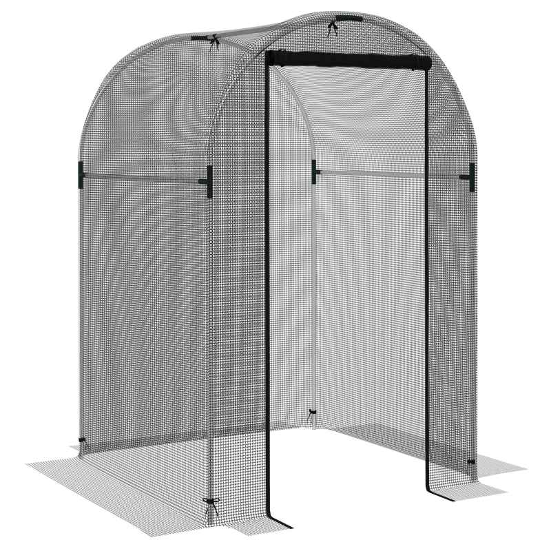 Outsunny Fruit Cage Bird Netting, Heavy Duty Fruit and Vegetable Protection Tent with Zipped Door, Anti Bird, Insects, Small Animals, 1.2 x 1.2 x 1.9m, Black