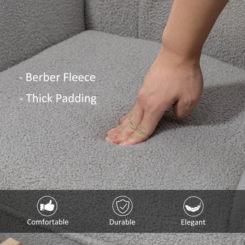 HOMCOM Wingback Rocking Chair for Nursing, Berber Fleece Nursery Glider Rocker, Modern Armchair for Living Room, Light Grey