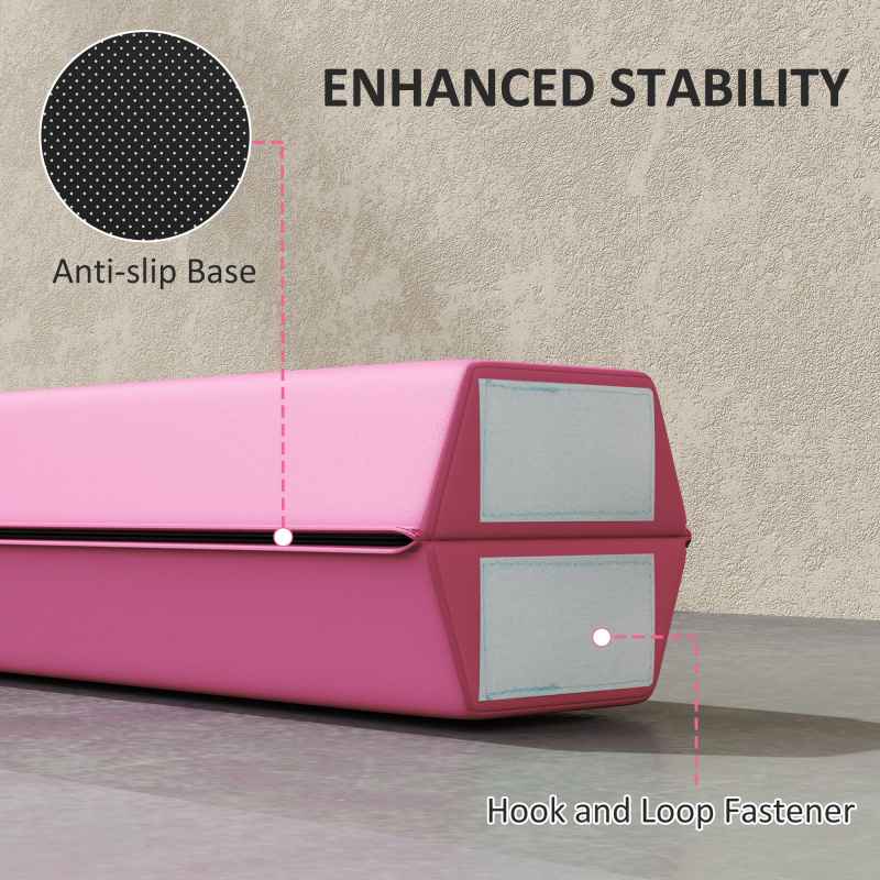 SPORTNOW 7.7ft Folding Gymnastics Beam, Floor Balance Beam for Kids with Anti-Slip Base, Gymnastics Equipment for Home Gym, Training Exercise, Pink