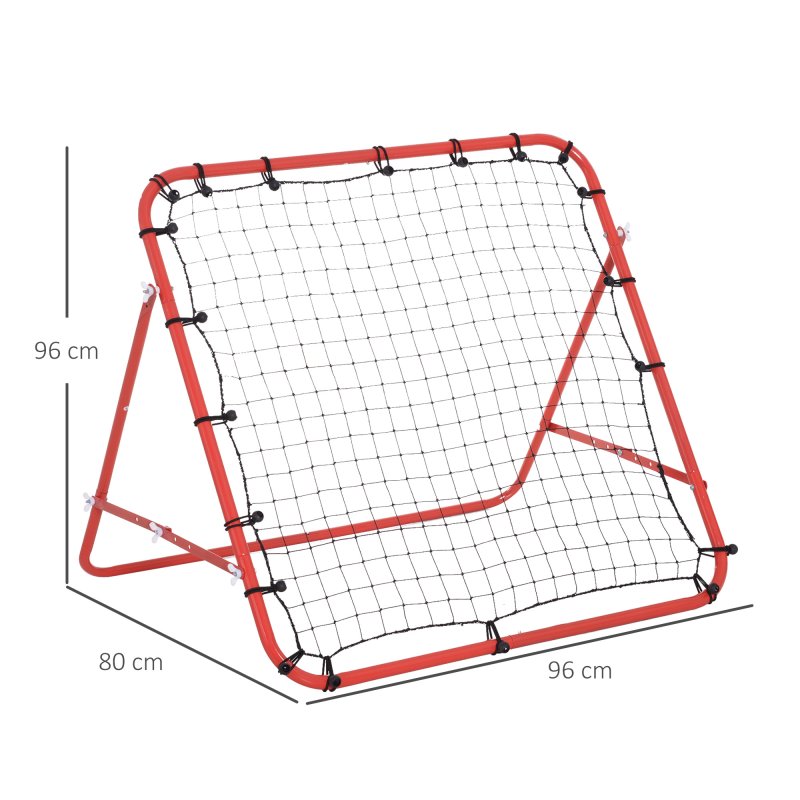 HOMCOM Rebounder Net Practise Kickback Target Goal with 5 Angles, for Teens, Adults, Softball, Football Training, Red