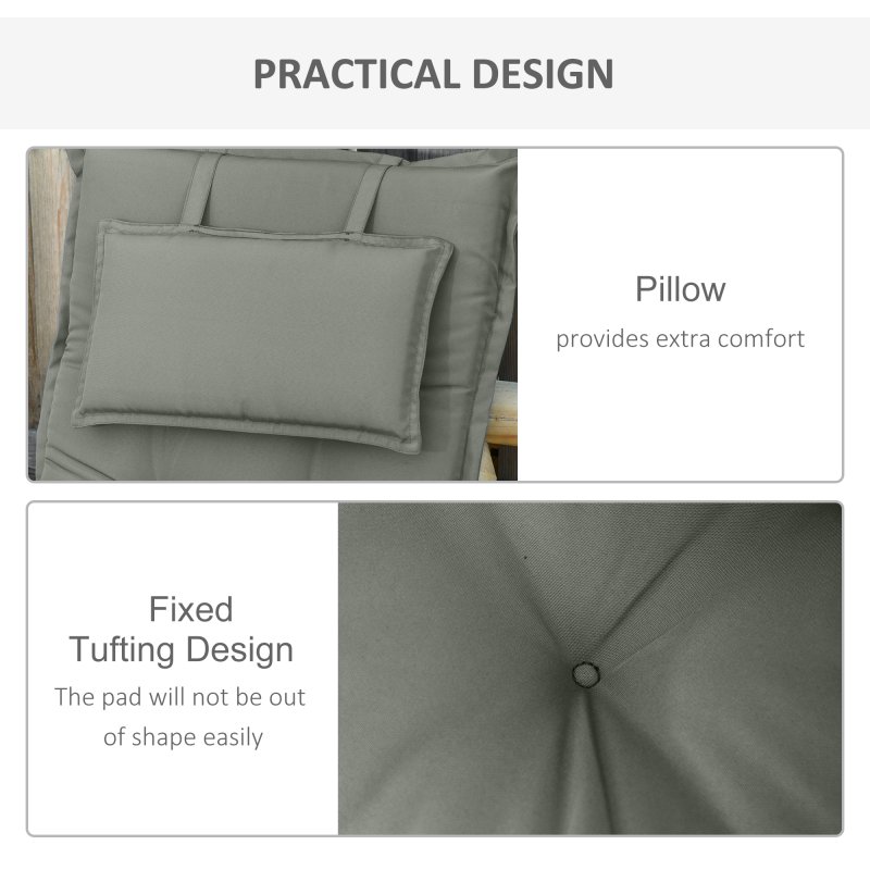 Outsunny Set of 2 Garden Chair Cushion Seat, 120L x 50W x 9D cm High Back Dining Chair Padded Patio Chair with Pillow for Indoor and Outdoor Use, Dark Grey