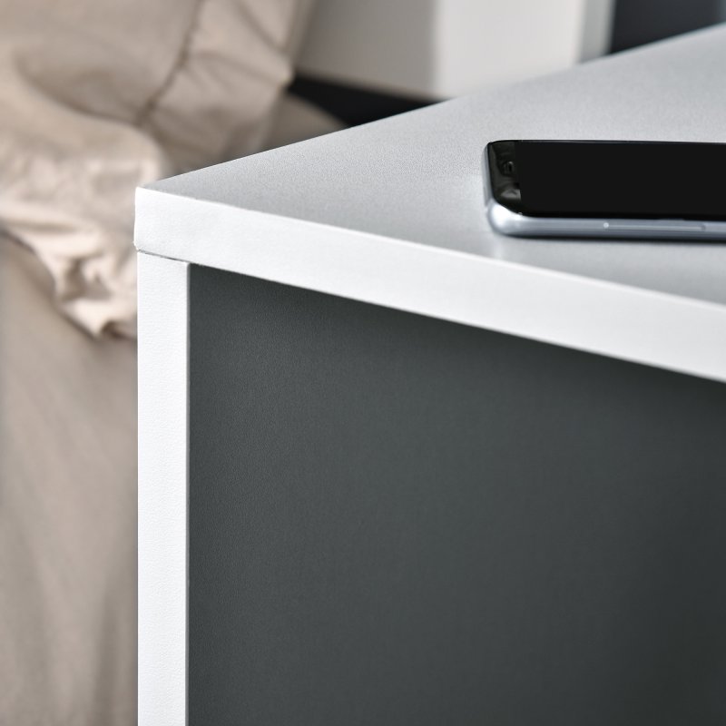 HOMCOM Modern Side Table Three Layer Bedside Table Nightstand with 2 Storage Shelves, for Living room, Bedroom