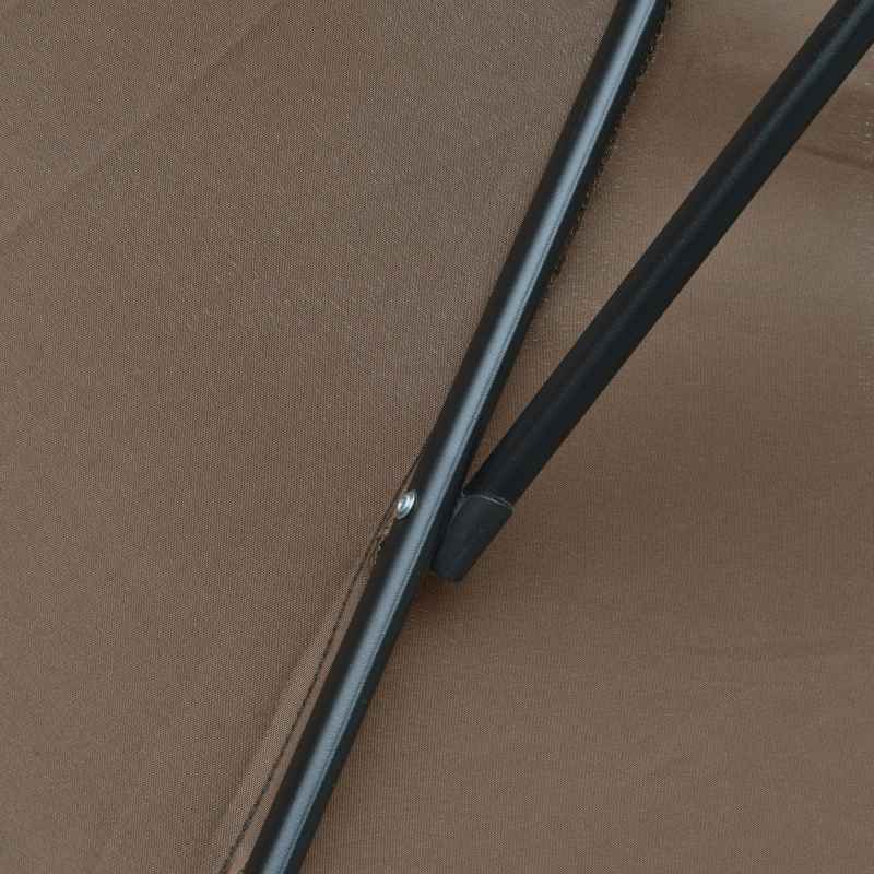Outsunny 3(m) Garden Banana Parasol Hanging Cantilever Umbrella with Crank Handle, 8 Ribs and Cross Base for Outdoor, Sun Shade, Brown
