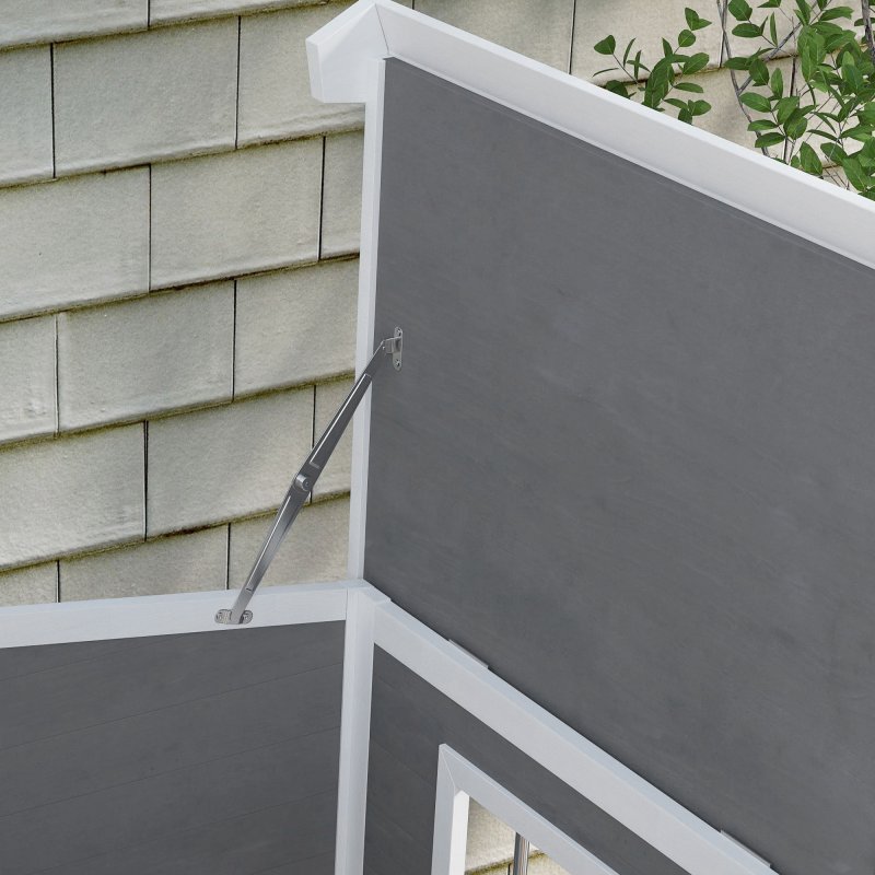 PawHut Wooden Dog Kennel, Elevated Dog House with Removable Floor, Asphalt and Openable Roof, Giant Window, Outdoor Pet House Shelter for Large Dogs, Charcoal Grey