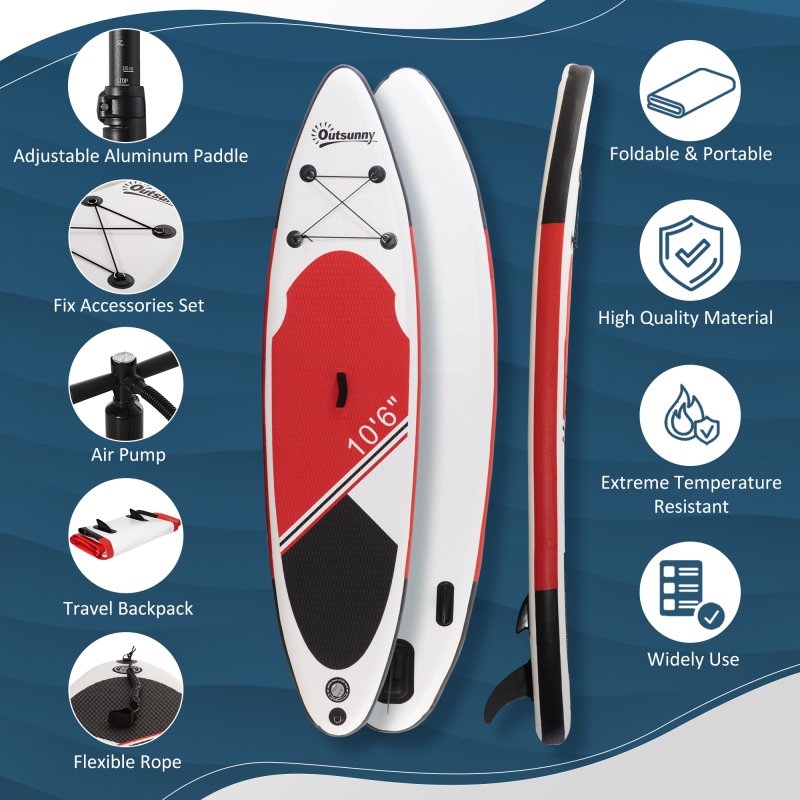 Outsunny Inflatable Stand Up Paddle Board, 10' x 30