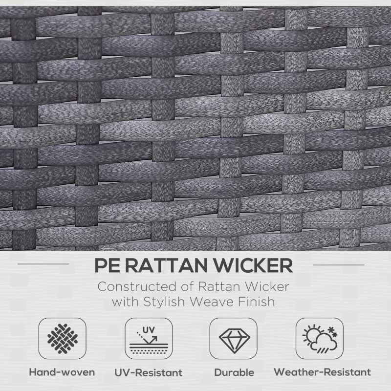 Outsunny 2 Seater Rattan Sofa with Cushions, Wicker Garden Loveseat with Armrests, Outdoor Garden Sofa Couch with Metal Frame for Patio, Mixed Grey