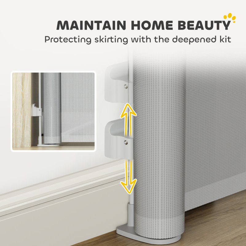 PawHut Retractable Stair Gate for Dogs, Extra Wide Dog Gate Extends Up to 180 cm Wide, 86.5 cm Tall, for Doorways, Stairways, Hallways, Indoor and Outdoor, Grey