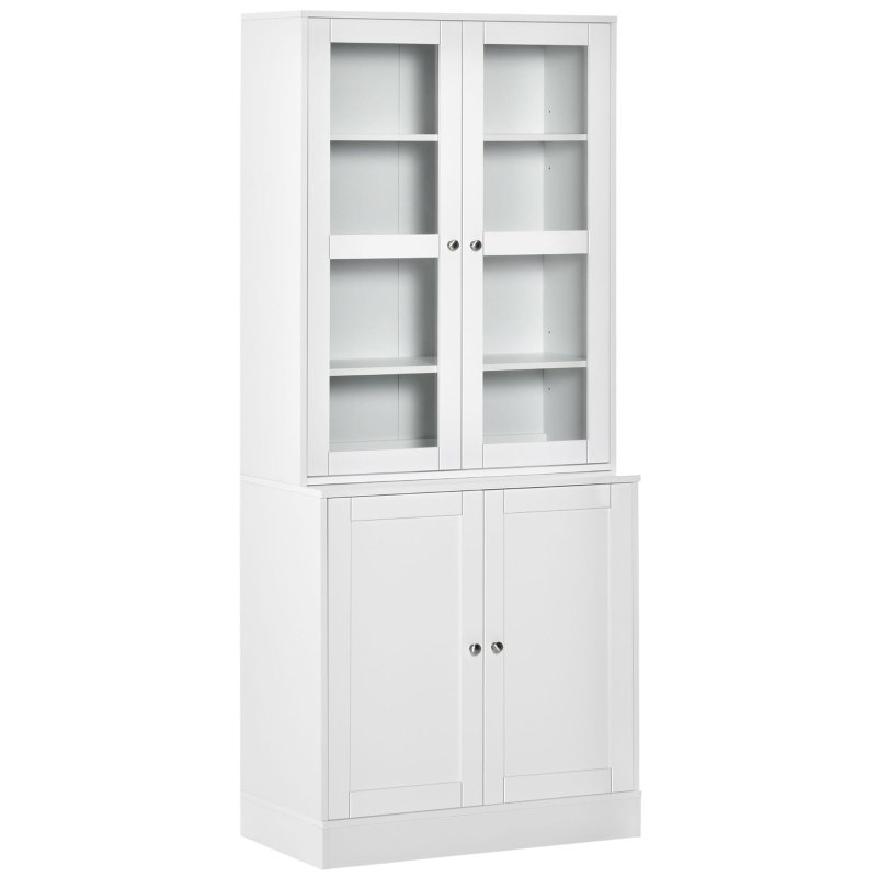 HOMCOM Modern Bookcase with Glass Doors, Display Storage Cabinet with Adjustable Shelves for Living Room, Study, Office