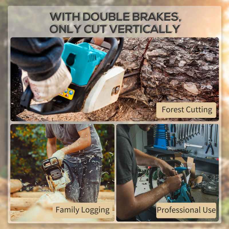 DURHAND Aluminium Chainsaw with Double Brake Protection and Blade Cover, 2000 W, 40 cm, for Wood, Trees and Branches, Blue