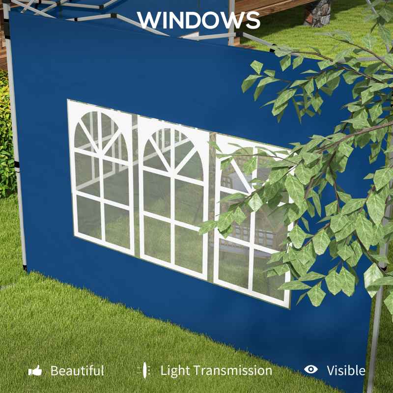 Outsunny Gazebo Side Panels with Window for 3x3(m) or 3x4m Pop Up Gazebo, 2 Pack Sides Replacement, Blue