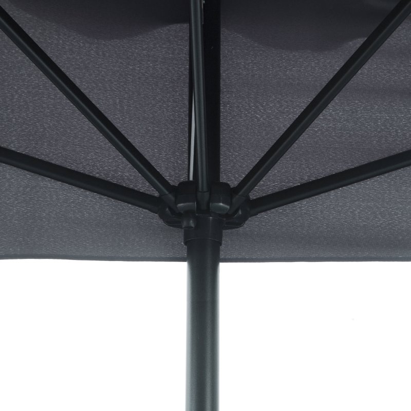 Outsunny 2.3m Half Parasol Semi Round Umbrella Patio Metal Frame Crank Handle for Balcony-- NO BASE INCLUDED, Grey