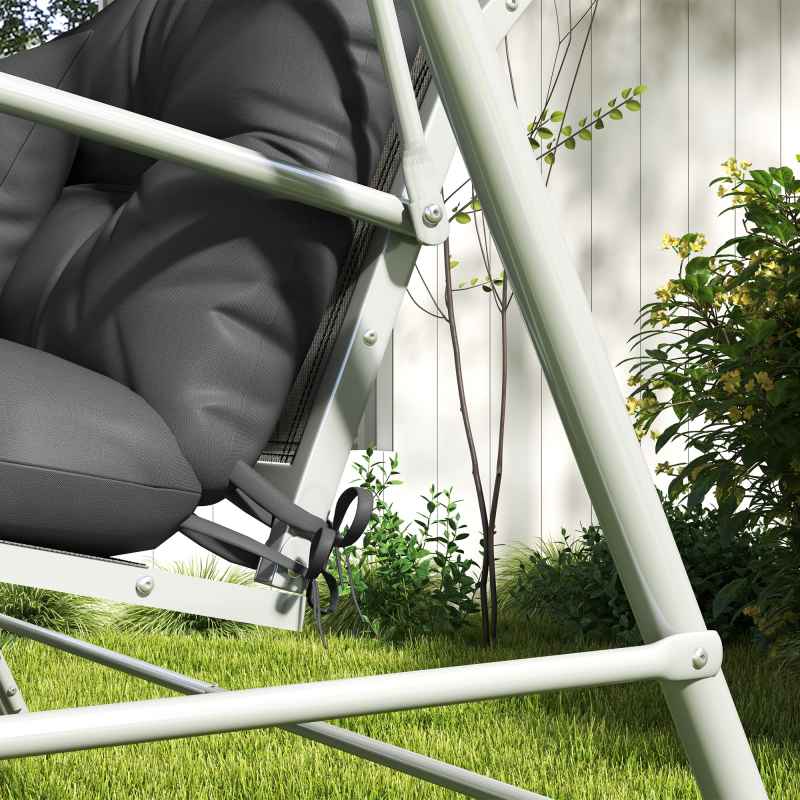 Outsunny Outdoor Seat Cushions Back Cushion with 2 Pillows, Water Repellent Seat Pads for 3-Seater Chair, Swing, Sofa, CUSHIONS ONLY, NO SWING, Charcoal Grey