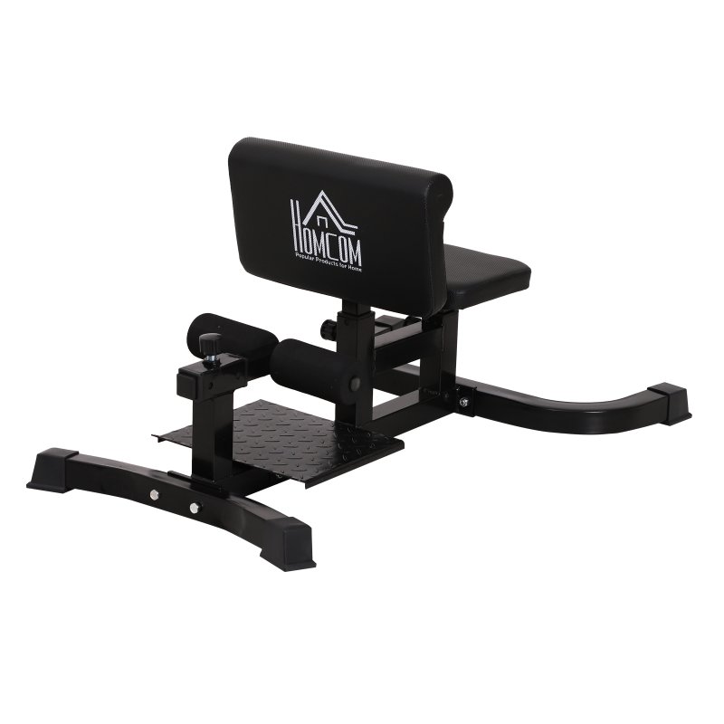 HOMCOM Squat Bench Trainer Sit Up Machine Multifunctional Equipment Abdomen and Leg Strength Indoor Household Fitness Device Black