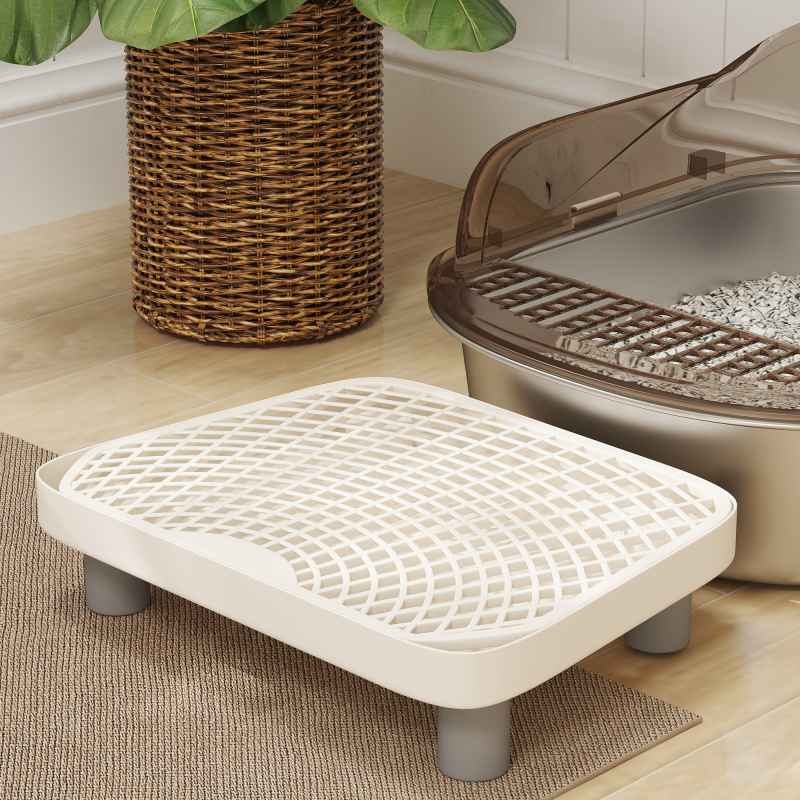 PawHut Stainless Steel Litter Box with Lid, Metal Cat Litter Tray for Big Cats with High Wall Sided Enclosure, Pedal, Scoop, Non-Sticky, Anti-Leakage, Easy Cleaning