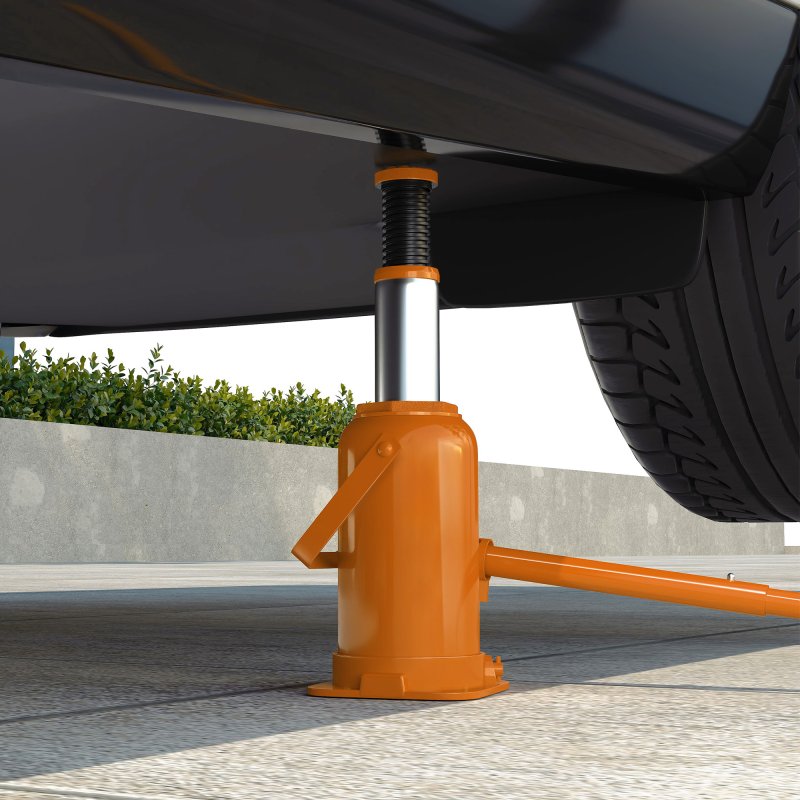 HOMCOM 12 Tonne Hydraulic Bottle Jack with 19-37 cm Lifting Range, Heavy Duty Portable Compact Car Jack Lift with Saddle and 3 Section Handle for Pickup, Truck, Auto Repair Maintenance, Orange