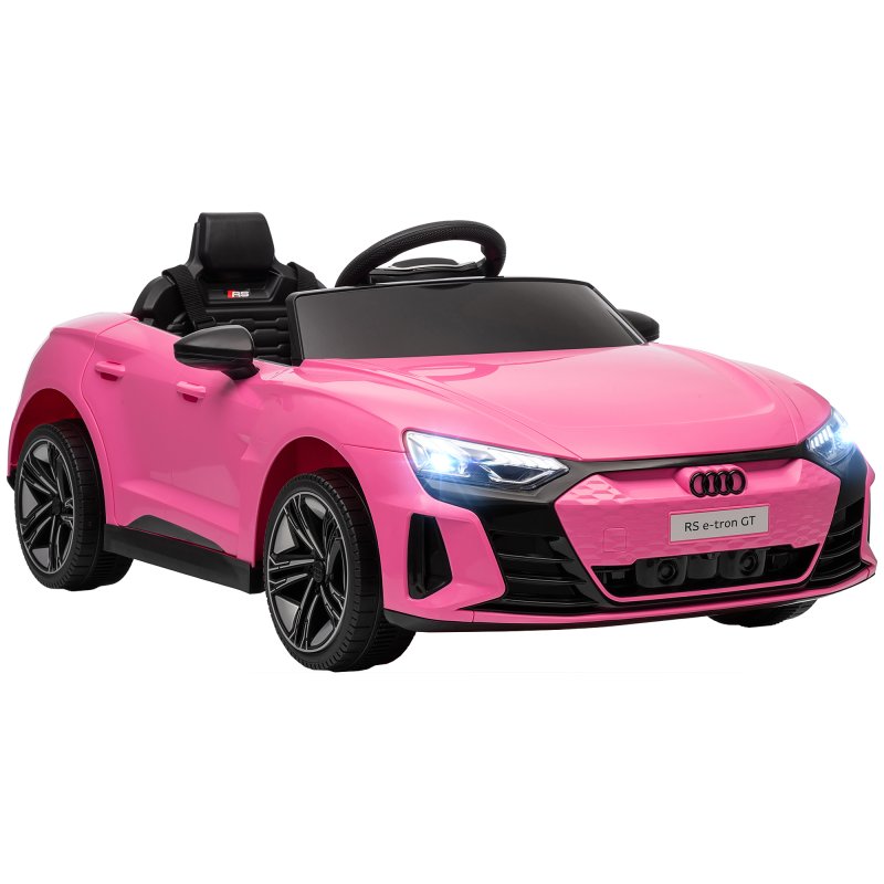 HOMCOM Audi RS e-tron GT Licensed Electric Car for Kids, 12V Battery Powered Electric Ride-on Toy with Remote Control Music, Suspension Wheels, Soft Start, for 3-5 years, Pink