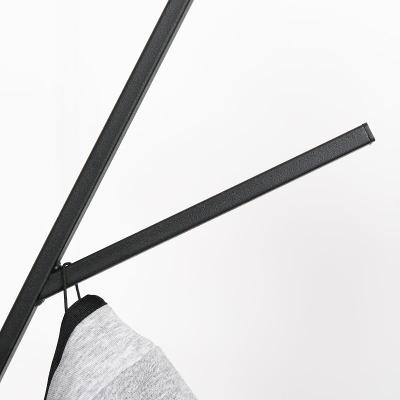 HOMCOM Freestanding Metal Coat Rack Stand 9 Hooks Clothes Tree with 1 Shelf Hat Display Hall Tree Hanger Bag Umbrella Hanging Organiser 