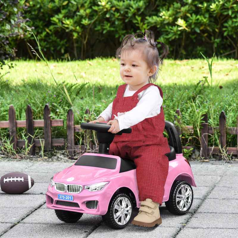 HOMCOM Ride on Car Baby Toddler Walker Foot to Floor Sliding Car Slider w/ Horn Music Working Lights Storage for 1.5 - 3 Years Old Pink