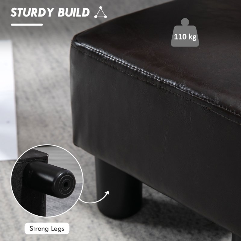 HOMCOM Faux Leather Footstool, Small Foot Rest, Rectangle Sofa Stool for Bedroom Living Room, Brown