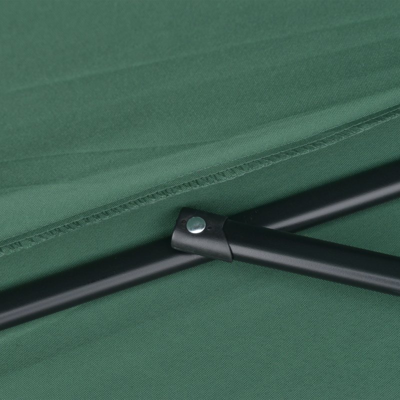 Outsunny 2.7m Garden Half Parasol, Outdoor Balcony Umbrella with 5 Steel Ribs, Patio Sun Shade, Green