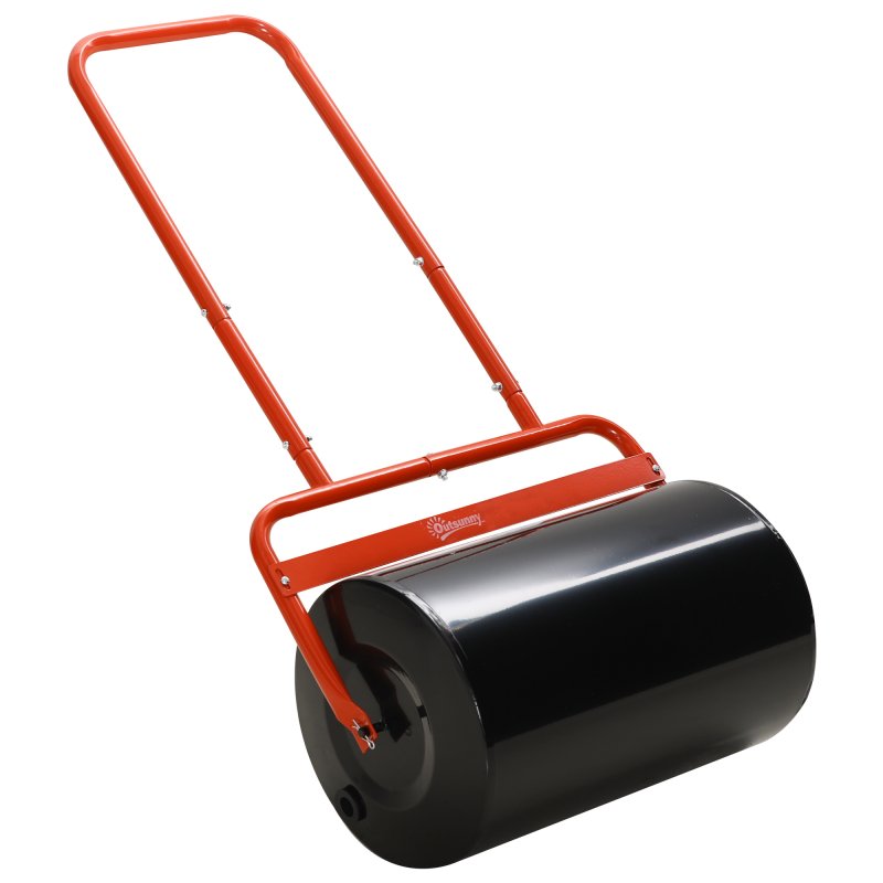 Outsunny Combination Push/Tow Lawn Roller Filled with 38L Sand (62kg) or Water, Great for the Garden 32 x 50cm Roller, Red