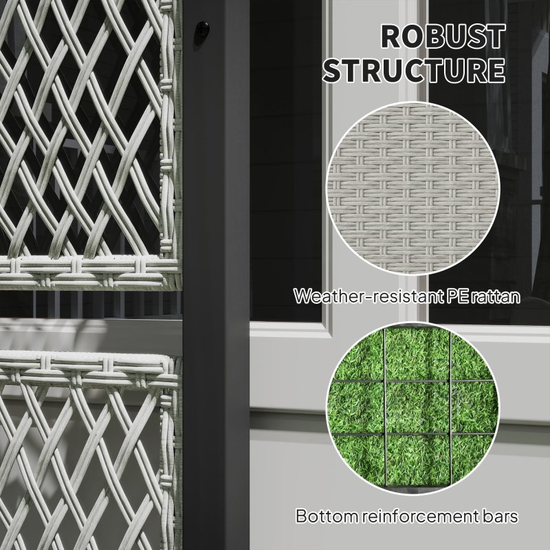 Outsunny Garden Planter Box with Trellis, Liner, Rattan Raised Bed, Trough Planter with Topped Trellis for Climbing Plants, Vegetables, Flowers, 90 x 35 x 148 cm, Mixed-grey