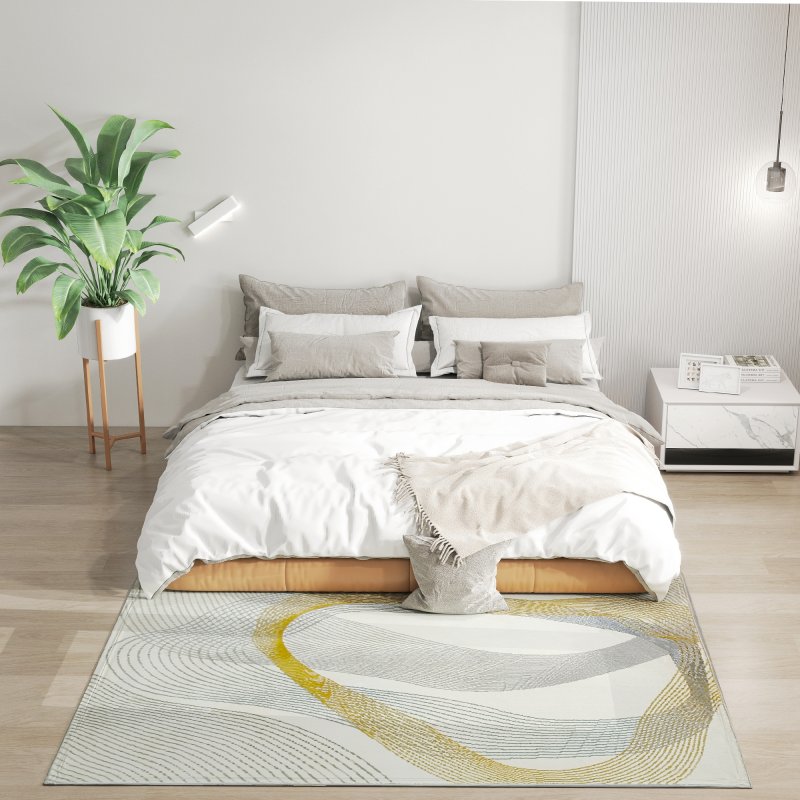 HOMCOM Modern Area Rug, Machine Washable Rug, Allergy-Friendly Floor Carpet for Living Room, Bedroom, Dining Room, Home Office, 170 x 120 cm, Cream White