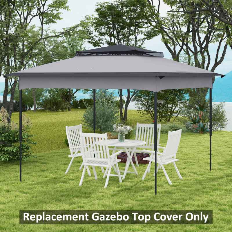 Outsunny Gazebo for 3.25m x 3.25m Frame, 2 Tier Gazebo Cover, UV Protection, Grey