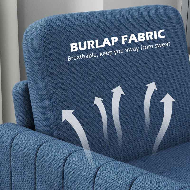 HOMCOM Armchair, Channel Tufted Modern Fabric Accent Chair, Comfy Upholstered Reading Lounge with Spring Cushion, Back Pillow, for Living Room, Bedroom, Office