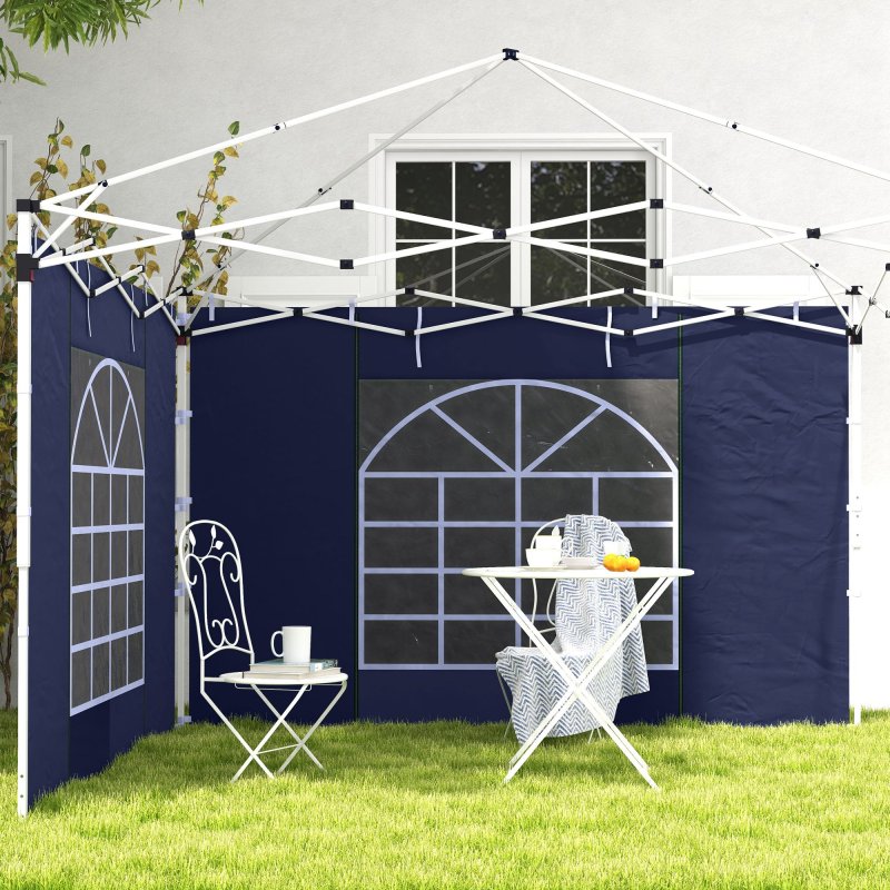 Outsunny Gazebo Side Panels with Windows and Doors, for 3x3(m) or 3x6m Pop Up Gazebo, 2 Pack Sides Replacement, Blue