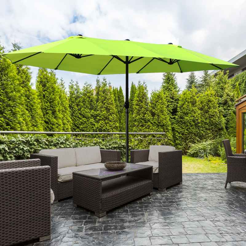 Outsunny 4.6m Large Garden Parasol Double-Sided Sun Umbrella Patio Market Canopy Shade Outdoor Lime Green - NO BASE