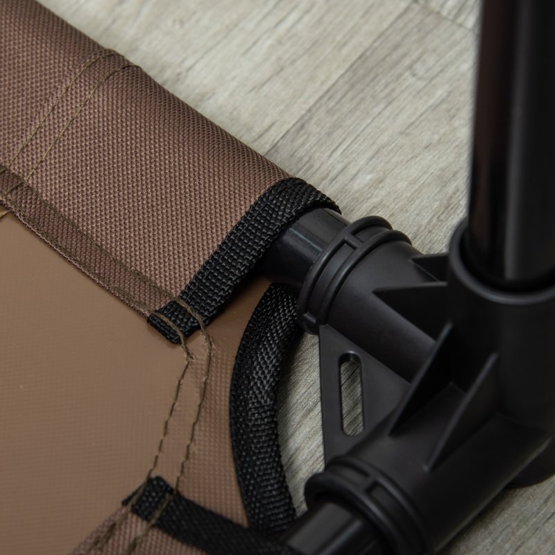 PawHut Raised Dog Bed Waterproof Elevated Pet Cot with Breathable Mesh UV Protection Canopy Brown, for Large Dogs, 92 x 76 x 90cm