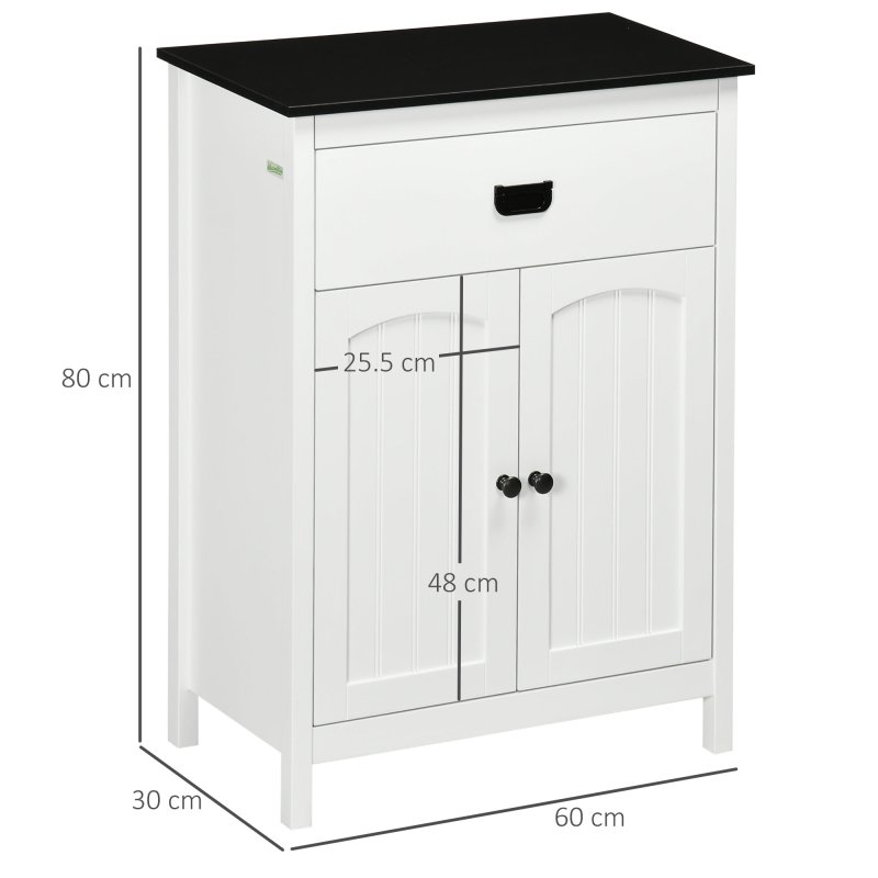 kleankin Bathroom Cabinet, Bathroom Storage Unit with Drawer, Double Door Cabinet, Adjustable Shelf for Living Room, Bedroom, White