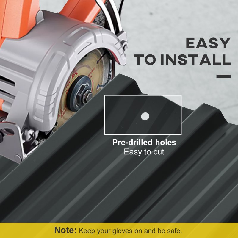 Outsunny Corrugated Roofing Sheets, Pack of 12, Galvanised Metal Roofing Sheets for Greenhouse, Garage, Storage Shed, Carport, 129 x 45cm, Dark Grey