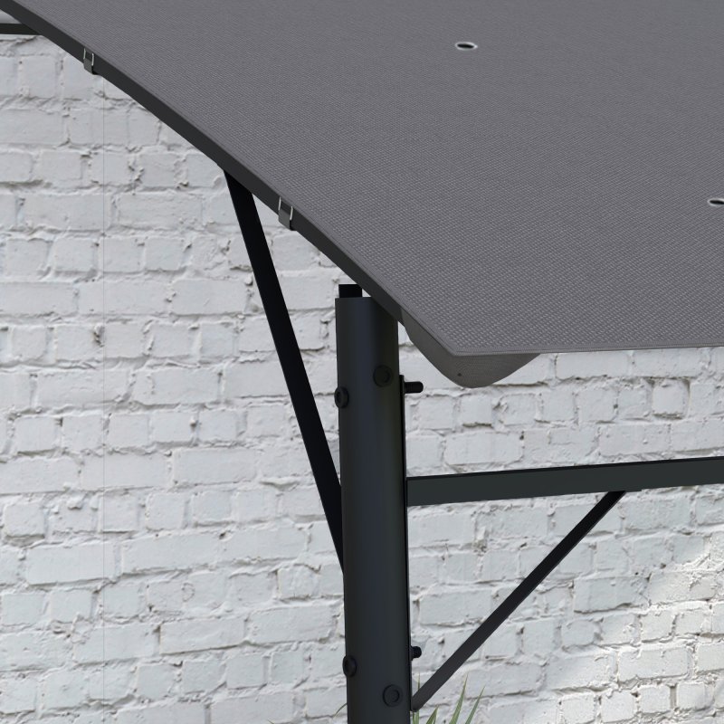 Outsunny 3 x 4m Pergola, Lean to Garden Gazebo with UV-Resistant Canopy and Metal Frame, Outdoor Sun Shade Shelter for Porch, Patio, Deck, Grey