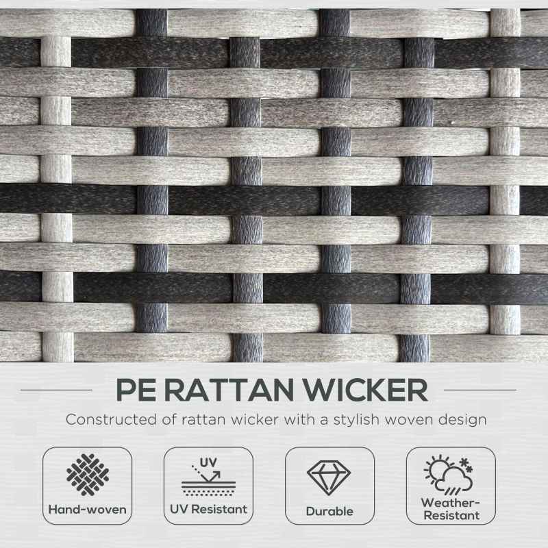 Outsunny 5PC PE Rattan Sun Lounger, Outdoor Wicker 5-level Adjustable Recliner Sofa Bed with Storage Side Table and Footstools, for Patio, Garden, Poolside, Grey