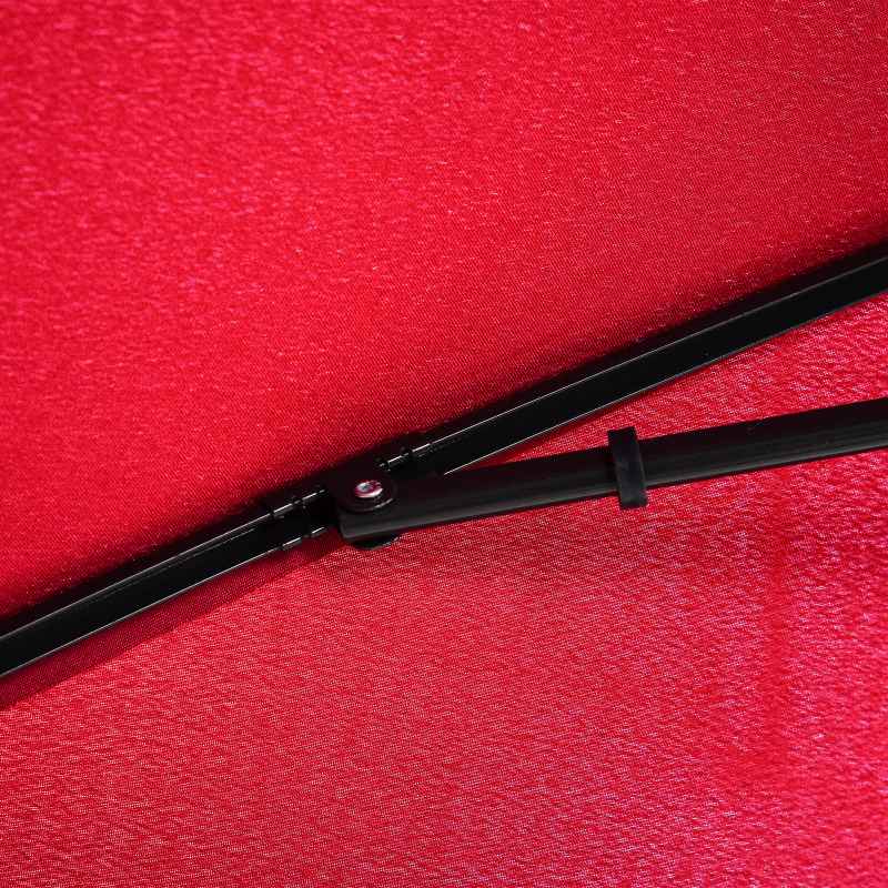 Outsunny 2 x 1.3m Garden Parasol Umbrella, Outdoor Market Table Umbrella with Ruffles & Aluminium Pole, Rectangular Tilting Parasol Sun Shade Canopy, Red