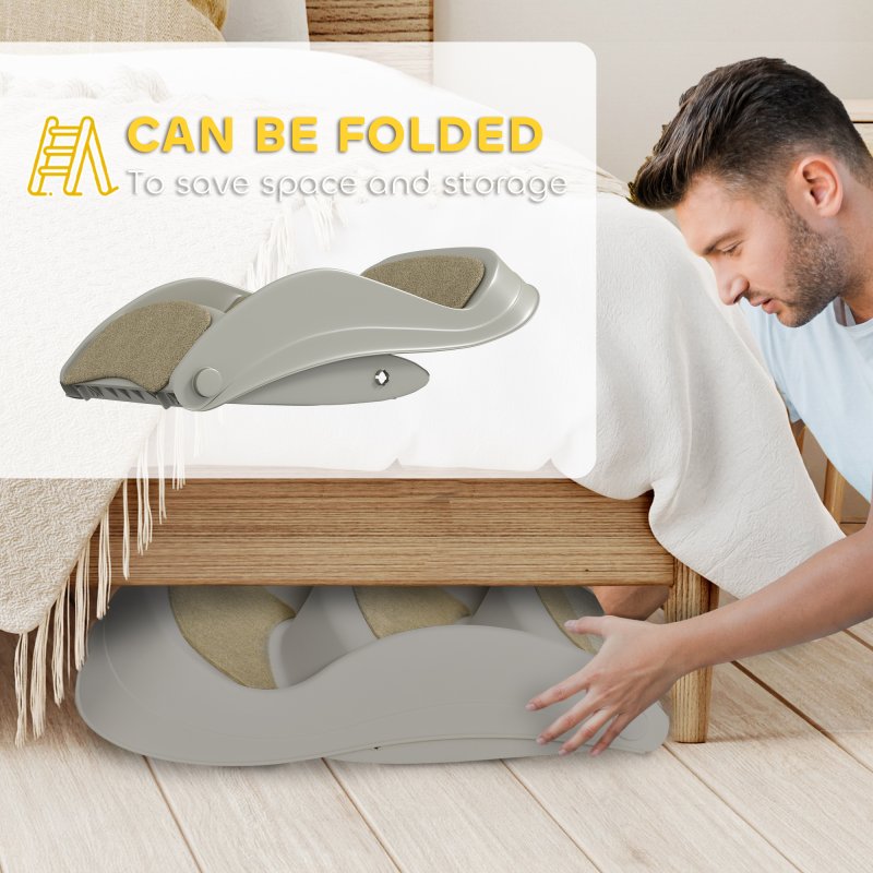 PawHut Foldable Pet Stairs Portable Dog Steps 3-Step Design with Non-slip Mats for High Beds, Sofas, 49 x 38 x 38 cm, Grey