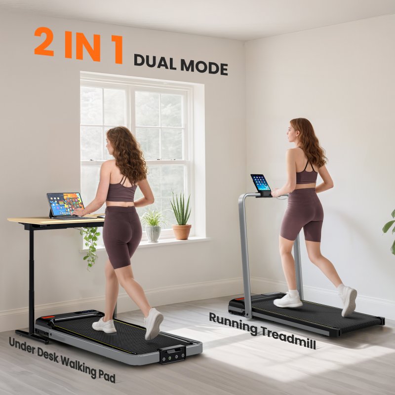 SPORTNOW Folding Treadmill with Incline, 2 in 1 Under Desk Walking Pad Treadmills for Home Office with Remote Control and LED Display, 2.0HP, 1-6KM/H, No Assembly