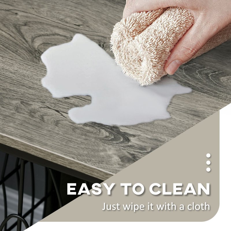 PawHut Dog Crate Furniture, Dog Cage End Table with Large Top, Soft Washable Cushion, Lockable Front Door, Wire Mesh Ventilation, Indoor Pet Crate for Medium Sized, 80 x 56 x 63cm - Grey wood effect