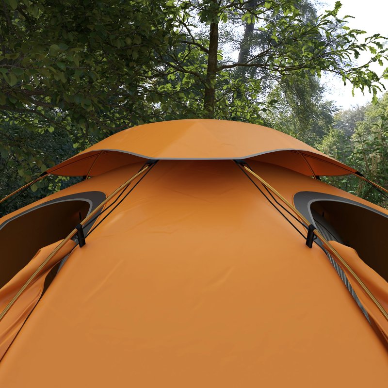 Outsunny 1-2 Man Camping Tent, Dome Tent with Removable Rainfly and Aluminium Frame, 2000mm Waterproof, Portable with Bag, for Fishing Hiking Festival, Orange