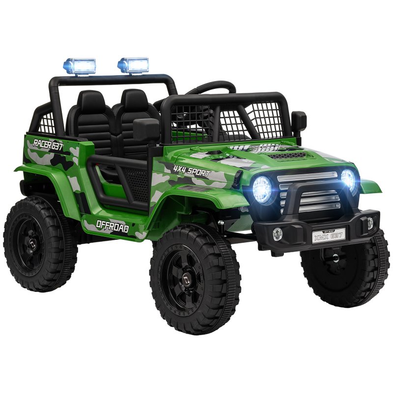 AIYAPLAY Kids Ride On Car, 12V Battery Powered Electric Truck with 4 Spring Suspension Wheels, Parental Remote Control, Music Horn LED Lights, Green