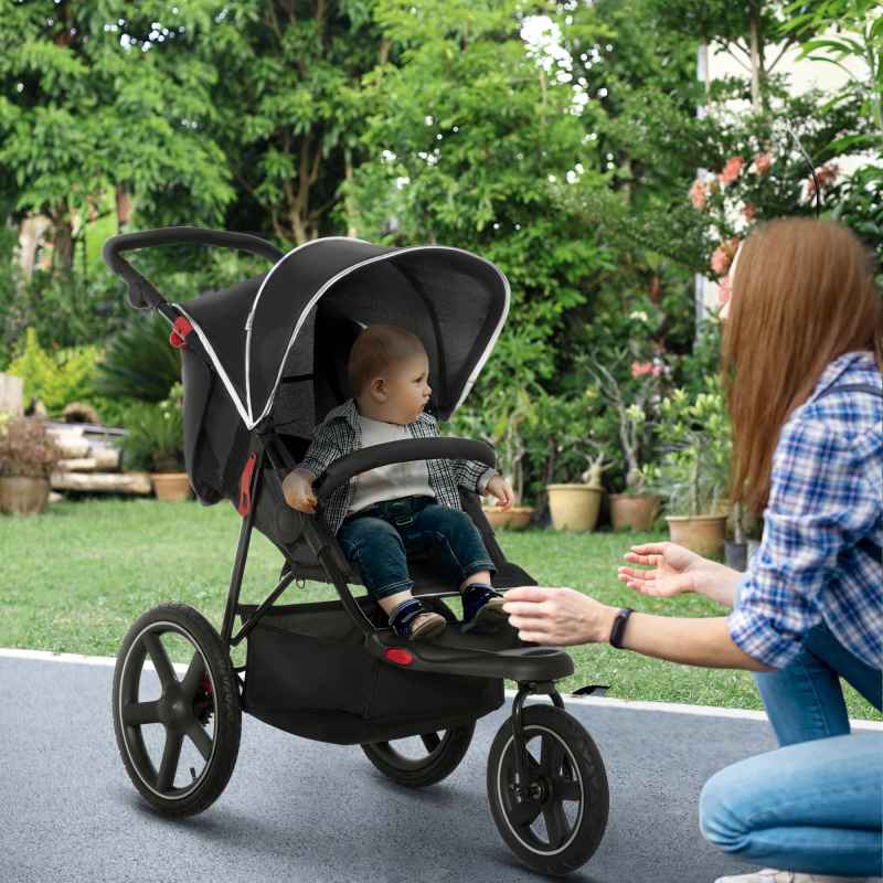 HOMCOM Baby Stroller Pushchairs 2 in 1 Lightweight Travel Pram Buggy Foldable with Reversible Seat, Fully Reclining Backrest, from 0 to 3 Years, 0 to15kg - Black