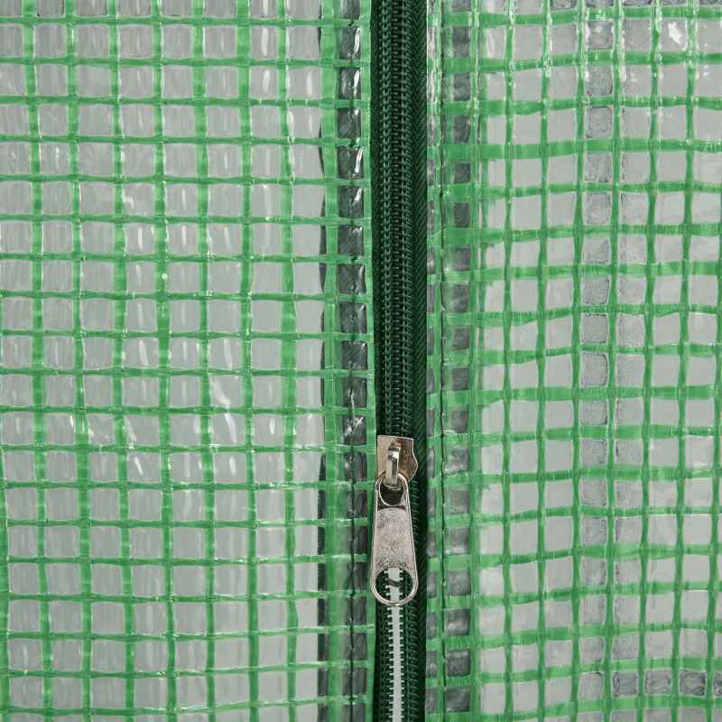 Outsunny Walk in Greenhouse with Shelves Steeple Green House for Garden Grow House Removable Cover 143x138x190cm, Green